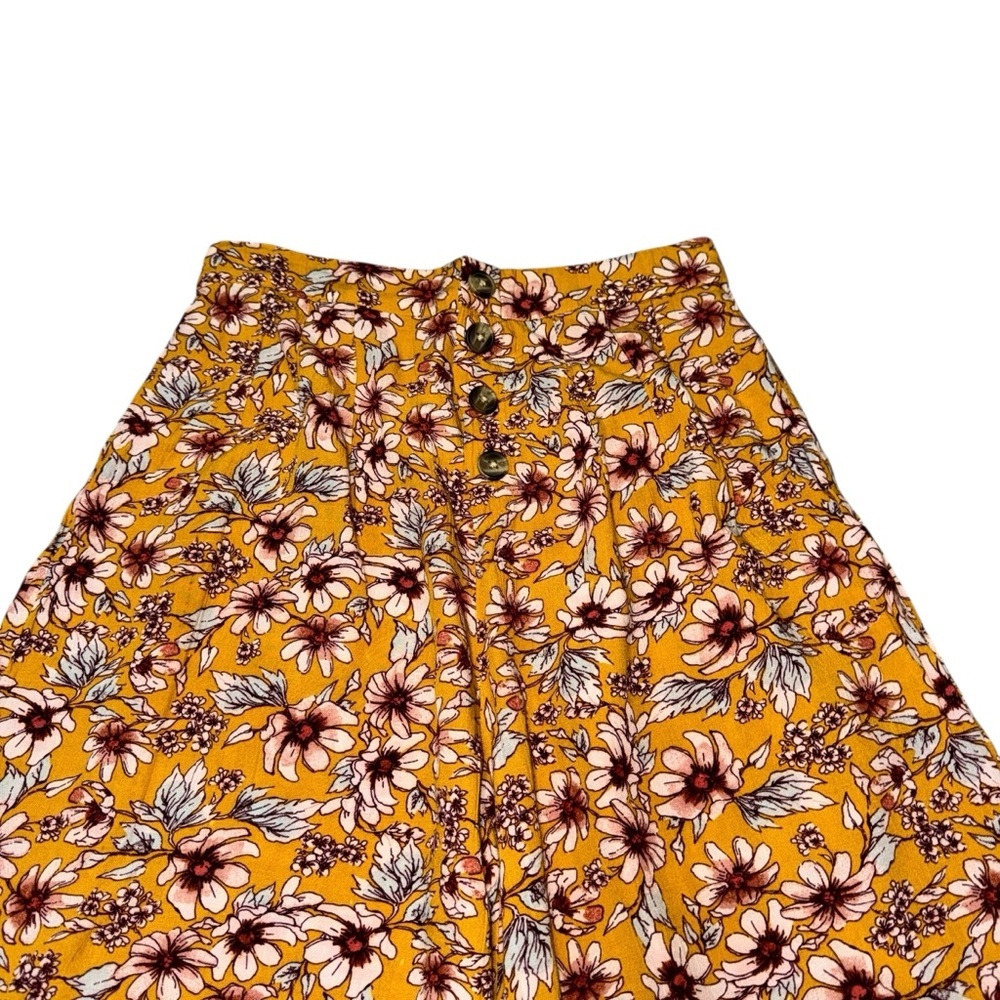 American Eagle Women's M Medium Wide Leg Capri Pants Gaucho Pants Floral Elastic - Picture 2 of 6